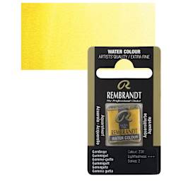 Rembrandt Watercolor Half Pan - Gamboge pan and swatch