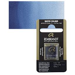 Rembrandt Watercolor Half Pan - Indanthrene Blue pan and swatch