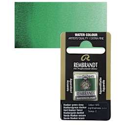 Rembrandt Watercolor Half Pan - Hooker Green Deep pan and swatch
