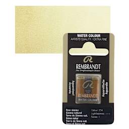 Rembrandt Watercolor Half Pan - Raw Sienna pan and swatch