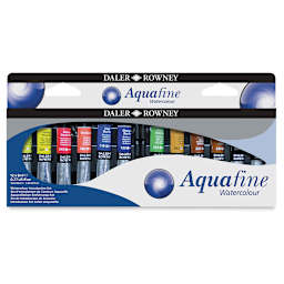 Daler-Rowney Aquafine Watercolors - Introduction Set of 12, 8 ml, Tubes (Front of packaging)