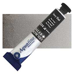 Daler-Rowney Aquafine Watercolor - Ivory Black, 8 ml Tube and swatch