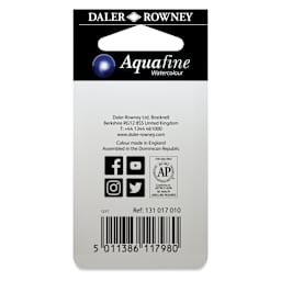 Daler-Rowney Aquafine Watercolors - Set of 2, Indigo and Prussian Blue, Half Pan back of package