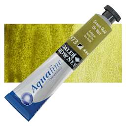 Daler-Rowney Aquafine Watercolor - Green Gold, 8 ml Tube and swatch