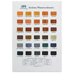Earth and Neutral tone page in the Michael Harding Artists Watercolor Hand Painted Color Chart