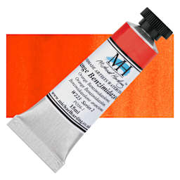 Michael Harding Artists Watercolor - Orange Benzimidazolone, 15 ml tube and swatch