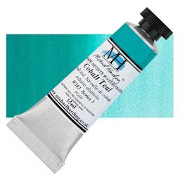 Michael Harding Artists Watercolor - Cobalt Teal, 15 ml tube and swatch