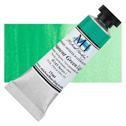 Michael Harding Artists Watercolor - Permanent Green Light, 15 ml tube and swatch