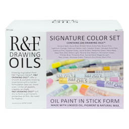 R&F Drawing Oil Sticks - Set of 24, Signature Colors, 12 ml, front of packaging