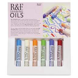 R&F Drawing Oil Sticks - Set of 6, Modern Colors, 12 ml open to show contents