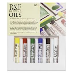 R&F Drawing Oil Sticks - Set of 6, Introduction Colors, 12 ml open to show contents