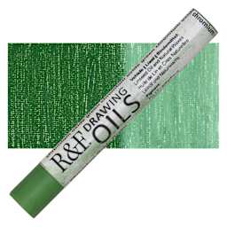 R&F Drawing Oil Stick - Chromium Oxide Green, 12 ml stick and swatch