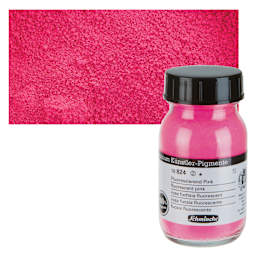 Schmincke Pigment - Fluorescent Pink, 100 ml Jar and swatch