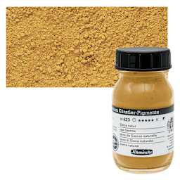 Schmincke Pigment - Raw Sienna, 100 ml Jar and swatch