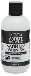 Winsor & Newton Artists' Acrylic UV Varnish - Front of bottle of Satin Varnish