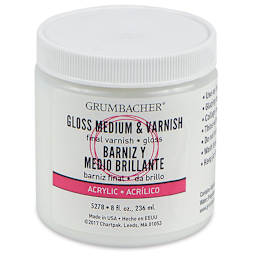 Grumbacher Artists' Acrylic Gloss Medium and Varnish - 8 oz, Jar