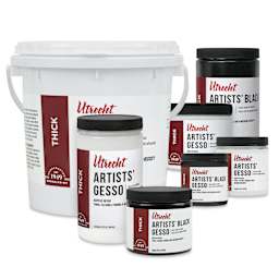 Utrecht Artists' Acrylic Gesso - 8, 16, and 32 oz jars with 128 oz bucket