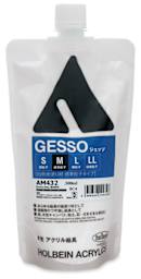 Holbein Acrylic Gesso - Front of poly bag of White Gesso