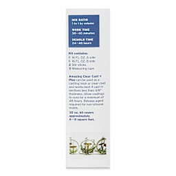 Alumilite Amazing Clear Cast Plus Epoxy Casting Resin - 32 oz, Bottle (Side view of packaging, Mixing ratio shown)