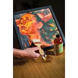 Natural Earth Paint Natural Varnish - brush-on application to finished portrait