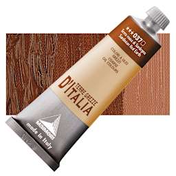 Maimeri Italian Natural Earth Oil Paint - Sardinian Red Earth, 60 ml tube and swatch