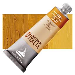 Maimeri Italian Natural Earth Oil Paint - Yellow Earth from Rome, 60 ml tube and swatch