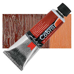 Cobra Artist Water Mixable Oil Paint - Transparent Oxide Red, 150 ml tube and swatch