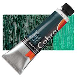 Royal Talens Cobra Water Mixable Oil Paint - Phthalo Green, 40 ml tube and swatch