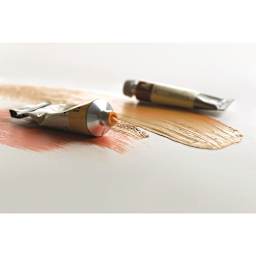 Maimeri Artisti Oil Paints with swatches of orange and yellow.