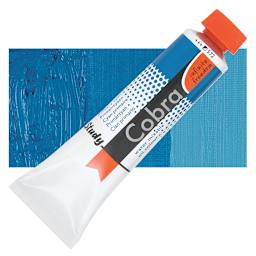 Royal Talens Cobra Study Water Mixable Oil Paint - Primary Cyan, 40 ml tube and swatch