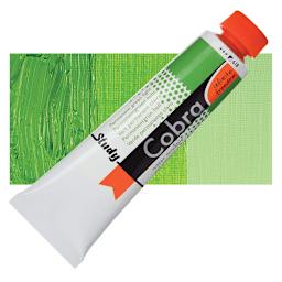 Royal Talens Cobra Study Water Mixable Oil Paint - Permanent Green Light, 200 ml tube and swatch