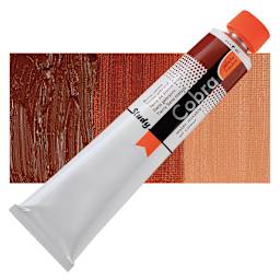 Royal Talens Cobra Study Water Mixable Oil Paint - Burnt Sienna, 200 ml tube and swatch