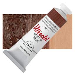 Utrecht Artists' Oil Paint - Transparent Red Oxide, 37 ml tube and swatch