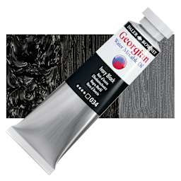 Georgian Water Mixable Oil - Ivory Black, 37 ml tube and swatch