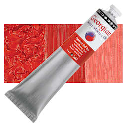 Georgian Water Mixable Oil - Cadmium Red Hue, 200 ml tube and swatch