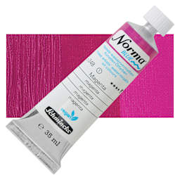 Schmincke Norma Blue Water-Mixable Oil Paint - Magenta, 35 ml tube and swatch