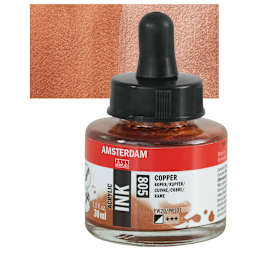 Amsterdam Acrylic Ink - Copper, 30 ml bottle and swatch