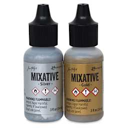 Ranger Tim Holtz Alcohol Ink Mixatives - Gold and Silver, Pkg of 2