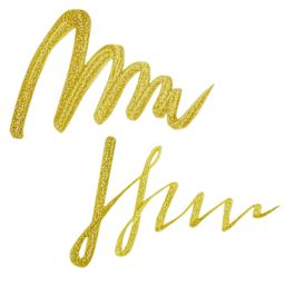 Kuretake Mica Calligraphy Ink - Brilliant Gold, 60 ml, swatch