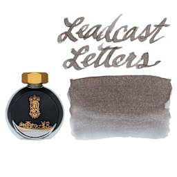 Ferris Wheel Press Fountain Pen Ink - Leadcast Letters, swatch and bottle