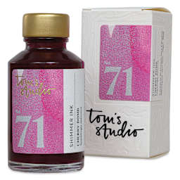 Tom's Studio Shimmer Fountain Pen Ink - Cherry Bomb, 50 ml, bottle with packaging