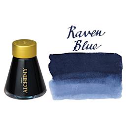 Endless Alchemy Fountain Pen Ink - Raven Blue, 45 ml bottle with swatch