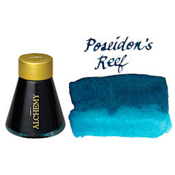 Endless Alchemy Fountain Pen Ink - Poseidon's Reef, 45 ml bottle with swatch