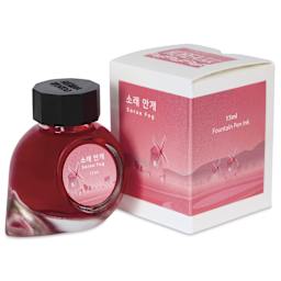 Colorverse Korea Special Fountain Pen Ink - 53 Sorae Fog, jar next to packaging box