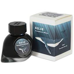 Colorverse Korea Special Fountain Pen Ink - 55 Humpback Whale, jar next to packaging box