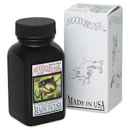 Noodler's Ink Fountain Pen Ink - Brevity Black, bottle next to packaging box