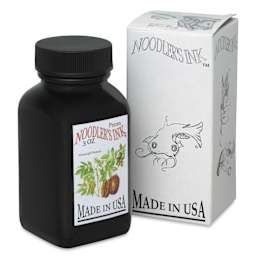 Noodler's Ink Fountain Pen Ink - Pecan, bottle next to packaging box