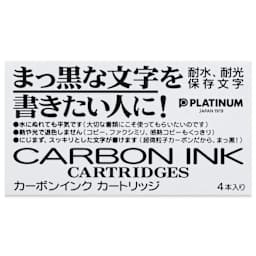 Platinum Pen Ink Cartridges - Carbon Black, Pkg of 4, front of package