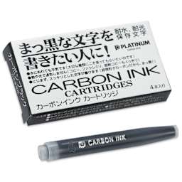 Platinum Pen Ink Cartridges - Carbon Black, Pkg of 4, cartridge with package