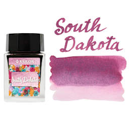 Sailor USA State Ink - South Dakota, Light Purple Pink, 20 ml, swatch and bottle